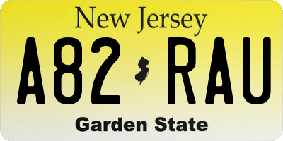 NJ license plate A82RAU