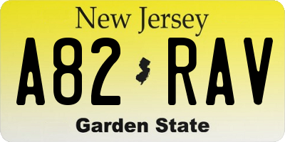 NJ license plate A82RAV