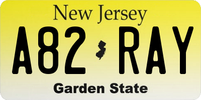 NJ license plate A82RAY