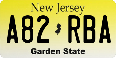NJ license plate A82RBA