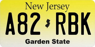 NJ license plate A82RBK
