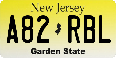 NJ license plate A82RBL
