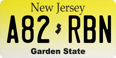 NJ license plate A82RBN