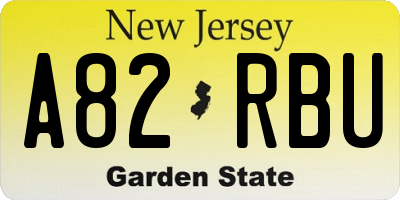 NJ license plate A82RBU
