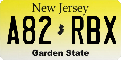 NJ license plate A82RBX