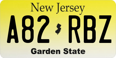 NJ license plate A82RBZ