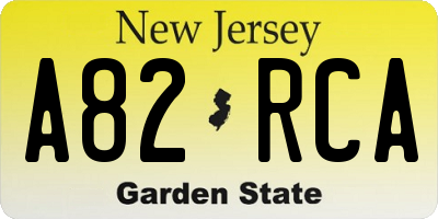 NJ license plate A82RCA