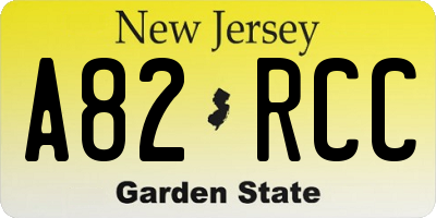 NJ license plate A82RCC