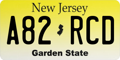 NJ license plate A82RCD