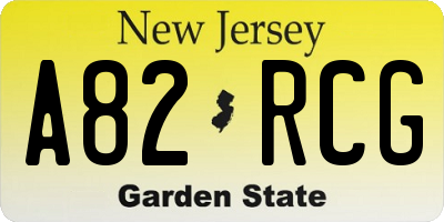 NJ license plate A82RCG