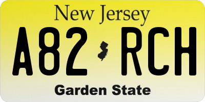 NJ license plate A82RCH