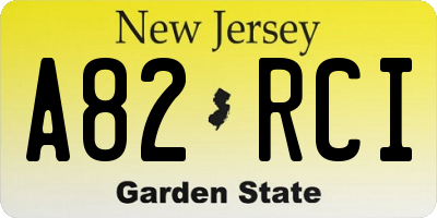 NJ license plate A82RCI
