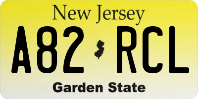 NJ license plate A82RCL