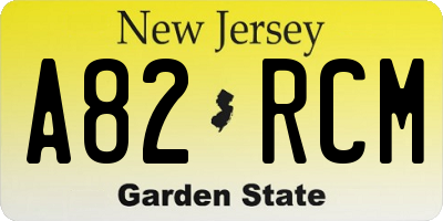 NJ license plate A82RCM