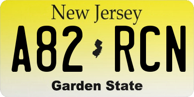 NJ license plate A82RCN