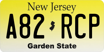 NJ license plate A82RCP
