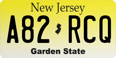 NJ license plate A82RCQ