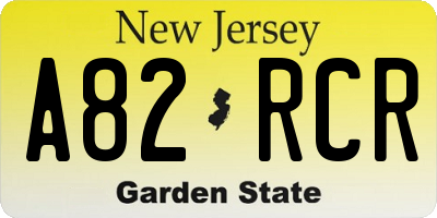 NJ license plate A82RCR