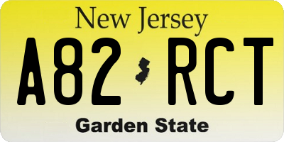 NJ license plate A82RCT