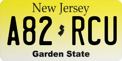 NJ license plate A82RCU