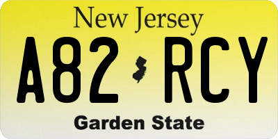 NJ license plate A82RCY