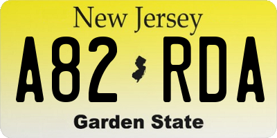 NJ license plate A82RDA