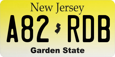 NJ license plate A82RDB