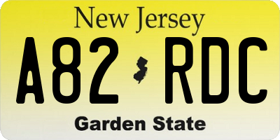 NJ license plate A82RDC