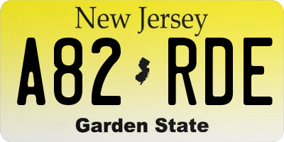 NJ license plate A82RDE