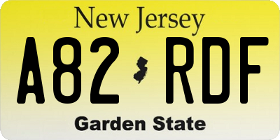 NJ license plate A82RDF