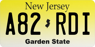NJ license plate A82RDI