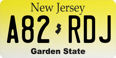 NJ license plate A82RDJ
