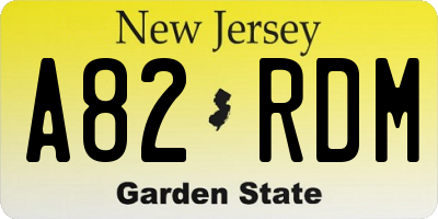 NJ license plate A82RDM