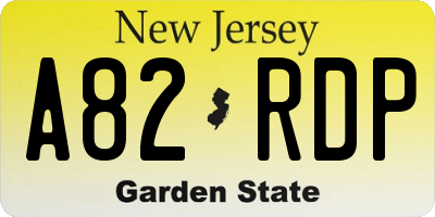 NJ license plate A82RDP