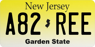 NJ license plate A82REE