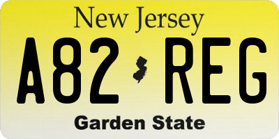 NJ license plate A82REG