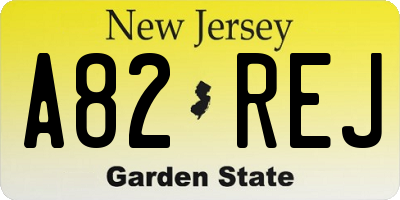 NJ license plate A82REJ