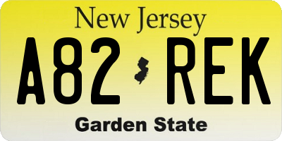 NJ license plate A82REK