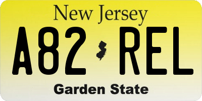 NJ license plate A82REL