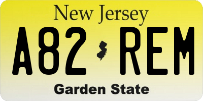 NJ license plate A82REM
