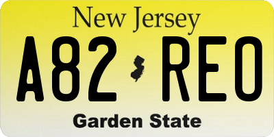 NJ license plate A82REO