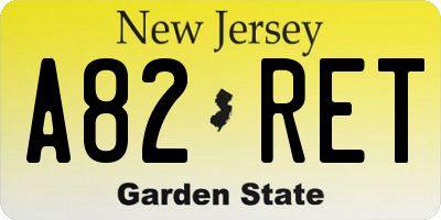 NJ license plate A82RET