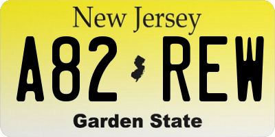 NJ license plate A82REW