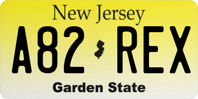 NJ license plate A82REX