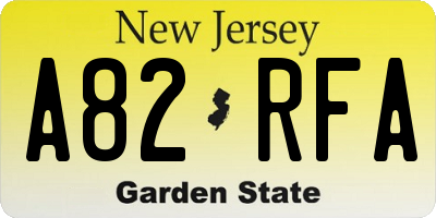 NJ license plate A82RFA