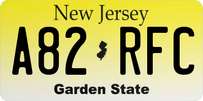 NJ license plate A82RFC