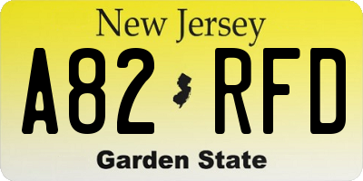 NJ license plate A82RFD