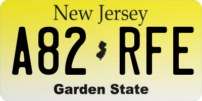 NJ license plate A82RFE