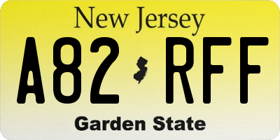 NJ license plate A82RFF