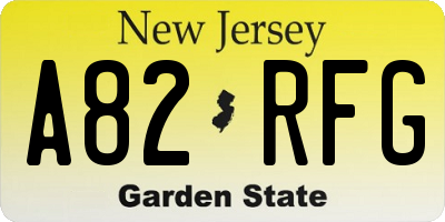 NJ license plate A82RFG